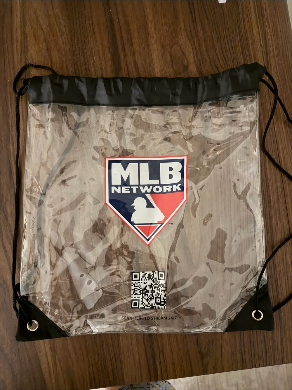 MLB Network Clear Drawstring Backpack with Black Trim